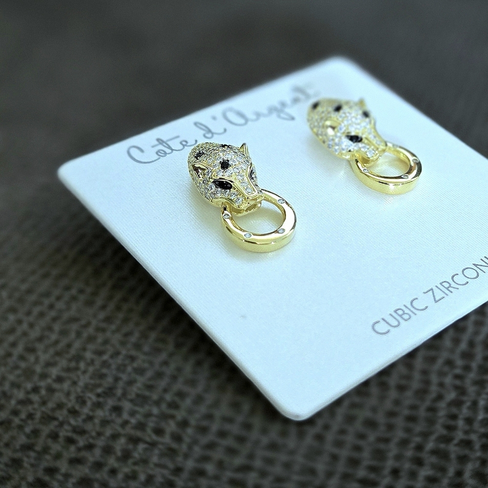 Cote d'Argent Cheetah Grasping Gold💛 Ring⭕️ Earrings - Picture 5 of 16